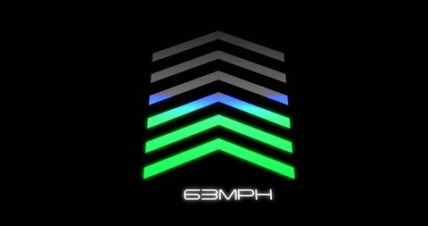 Digital speedometer display with vibrant chevron design