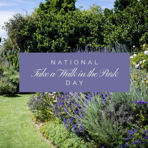 celebrating national take a walk in the park day in lush garden - Download Free Stock Templates Pikwizard.com