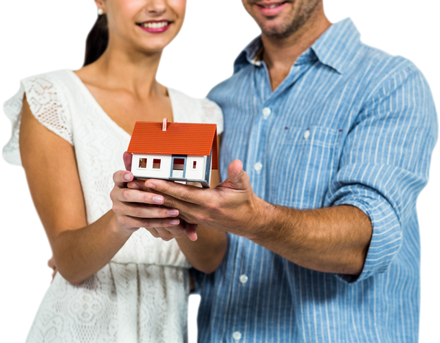 Happy Couple Holding House Model on Transparent Background - Download Free Stock Videos Pikwizard.com