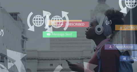 Woman Engaging with Smartphone as Social Network Notifications Appear