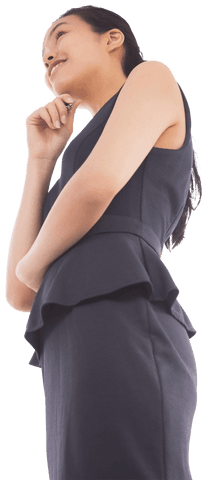 Confident Businesswoman in Thought on Transparent Background