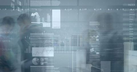 Financial Data Overlay on People in Modern Office Environment - Download Free Stock Images Pikwizard.com