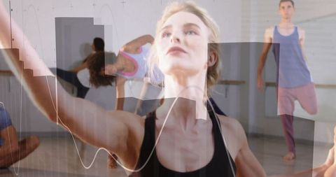 Dynamic contemporary dance practice in modern studio