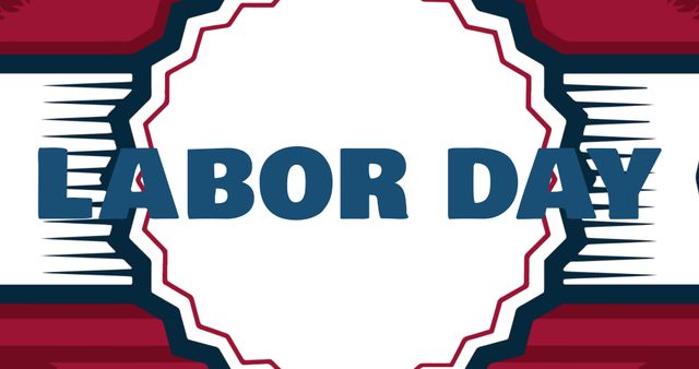 Graphic featuring bold 'Labor Day' text in blue on a white background with red and white accents. Ideal for use in online announcements, social media posts, and event flyers celebrating Labor Day.