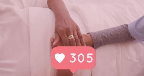 Doctor Comforting Patient with Social Media Symbol Overlay