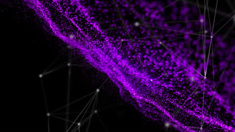 Purple Digital Waves with Network Connections