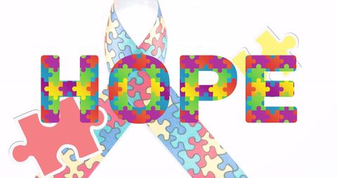 Hope Concept with Puzzle Ribbon for Autism Awareness