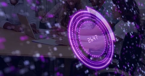 Futuristic holographic data analysis in team meeting