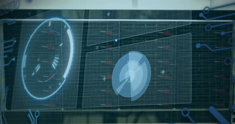 Digital Interface Showing Network Connections and Data