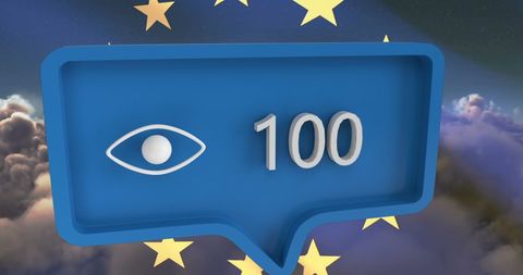 Social Media Metrics against European Union Flag Background