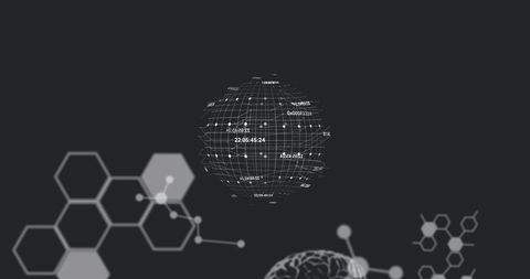 Digital Globe with Scientific Data and Hexagonal Patterns - Download Free Stock Images Pikwizard.com