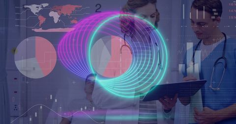 Futuristic medical technology meeting digital healthcare