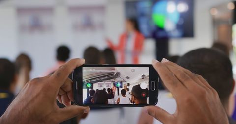 Capturing Educational Presentation at Live Event on Smartphone - Download Free Stock Images Pikwizard.com
