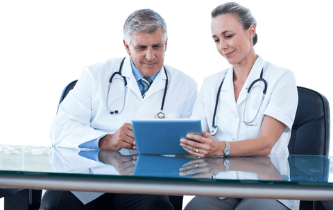 Transparent Doctors Collaborating on Tablet Technology - Download Free Stock Videos Pikwizard.com
