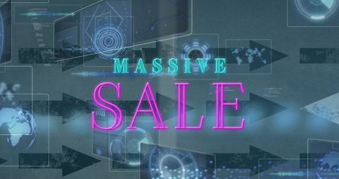 Massive sale digital graphic with futuristic data elements