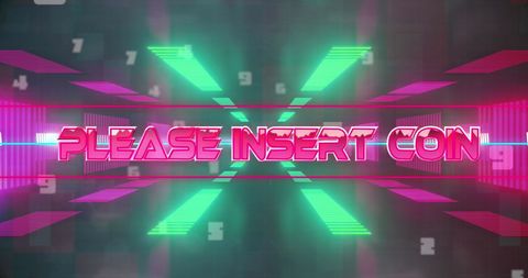 Retro 80s Style Arcade Game Insert Coin Screen