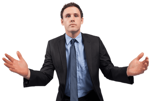 transparent businessman posing with open arms in formal suit - Download Free Stock Videos Pikwizard.com