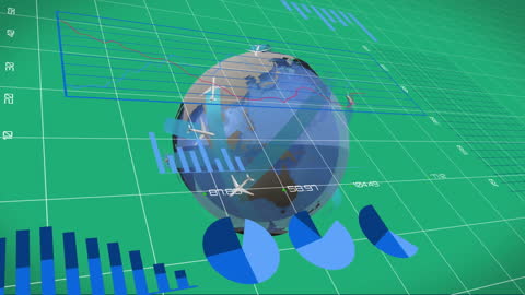 Digital Financial Data with Rotating Globe Animation