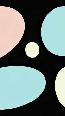 Shifting pastel organic shapes looping on black canvas for vertical minimalist branding video