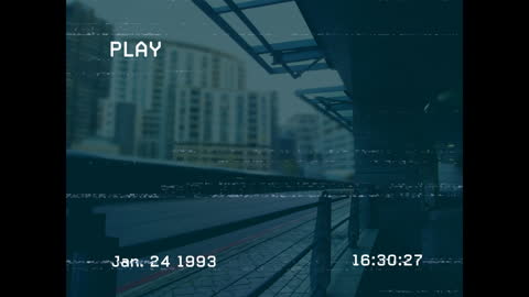 Retro Video Surveillance View of Urban Landscape