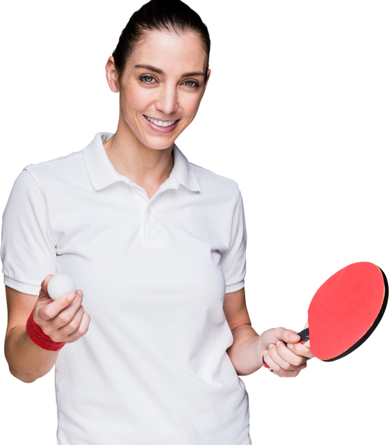 Female Athlete Holding Table Tennis Paddle on Transparent Background Smiling - Download Free Stock Videos Pikwizard.com