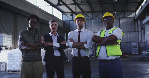 Diverse Warehouse Team Standing Confidently - Download Free Stock Images Pikwizard.com