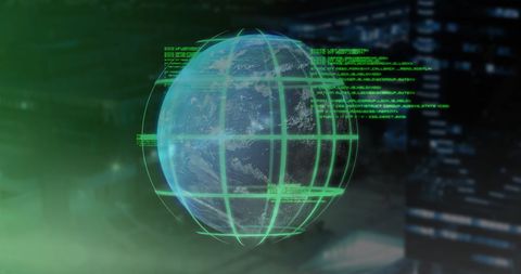 Futuristic Digital Globe Overlay on City Skyline - Download Free Stock Images Pikwizard.com
