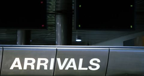 Airport Arrivals Sign Close-Up with Modern Design Lighting - Download Free Stock Images Pikwizard.com