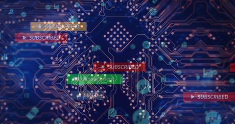 Social media engagement on digital circuit board concept