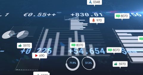Digital Interface with Social Media and Data Visualizations - Download Free Stock Images Pikwizard.com