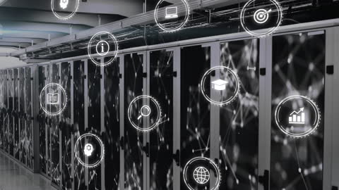 Digital Innovation in Modern Data Center with Virtual Interface Icons