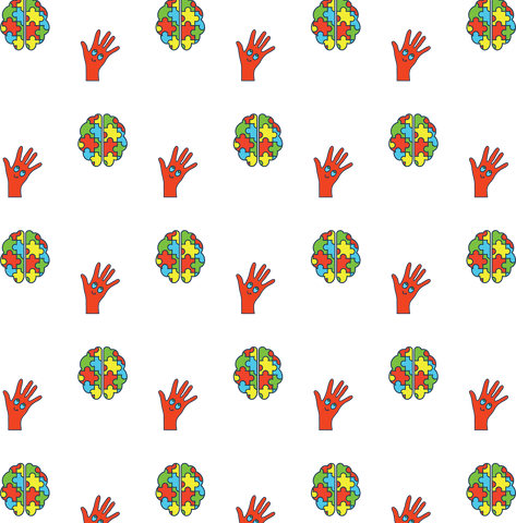 puzzle piece brain and red hand pattern autism awareness transparent background - Download Free Stock Videos Pikwizard.com