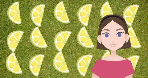 Woman engaging with lemon icons celebrating national mentoring month