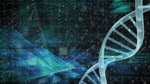 Digital DNA Chain and Data Flow Representing Genetic Research