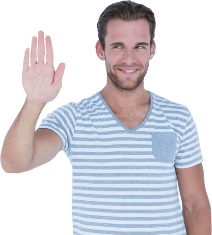 Handsome Man Waving with Friendly Expression Transparent Background - Download Free Stock Videos Pikwizard.com