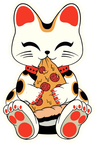 cartoon transparent calico cat biting pepperoni pizza - Download Free Stock Videos Pikwizard.com