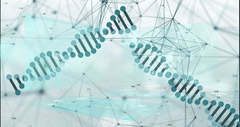 Stylized dna helix over technological data background