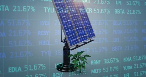 innovative renewable energy investment with solar panel and stock data - Download Free Stock Images Pikwizard.com