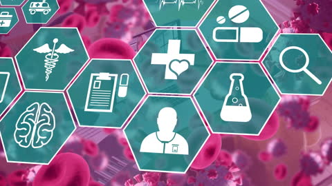Digital Healthcare and Biomedical Science Icons in Animation