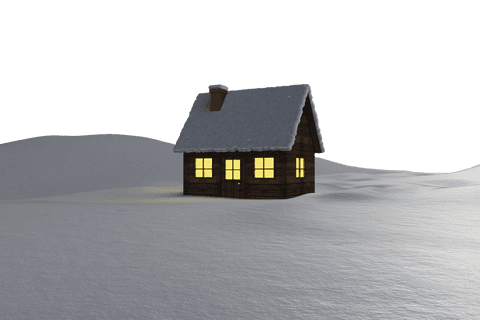 cozy snow-covered cabin with glowing windows on transparent background - Download Free Stock Videos Pikwizard.com