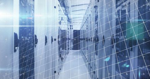 Futuristic Server Room with Data Streams and Digital Elements - Download Free Stock Images Pikwizard.com