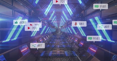 Futuristic Digital Concepts with Social Media Interactions - Download Free Stock Images Pikwizard.com