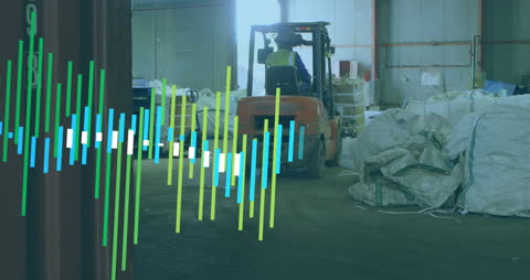 Warehouse Operations with Overlayed Financial Graph Animation