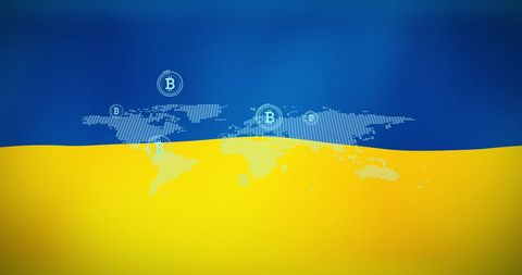 Global Bitcoin Overlaid on Ukrainian Flag Illustrating Cryptocurrency Influence - Download Free Stock Images Pikwizard.com