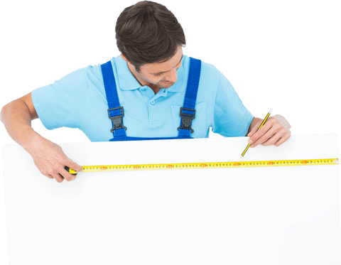 carpenter accurately measuring transparent billboard - Download Free Stock Videos Pikwizard.com