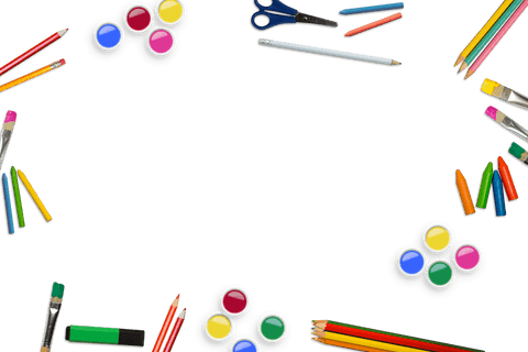 Bright School Art Supplies with Copy Space on Transparent Background