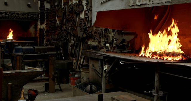 Traditional Blacksmith Workshop with Forge Fire - Download Free Stock Images Pikwizard.com