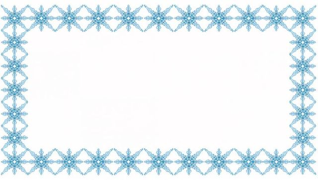 Framing cyan snowflake border around blank white panel winter decorative frame