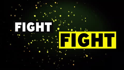 Dynamic Fight Text Animation on Glowing Particle Background