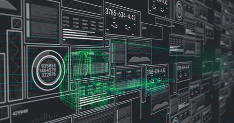 Futuristic 3D Wireframe Delivery Van Scanning Data Wall with Telemetry Analytics